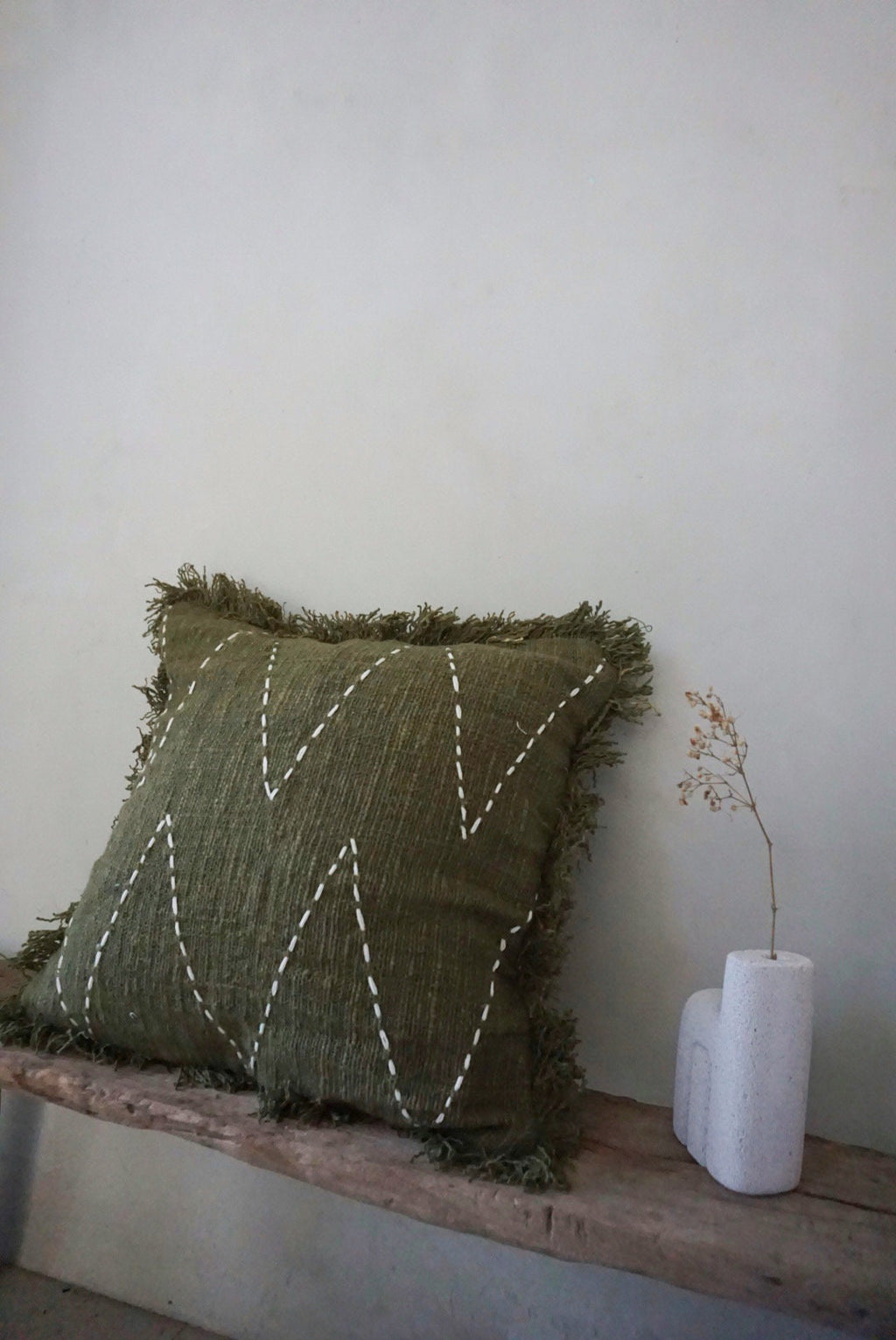 Tropical Green Hand-Stitched Boho Pillow Cover