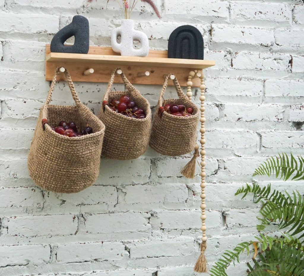 Jute Hanging Basket – Handmade Farmhouse Kitchen Storage