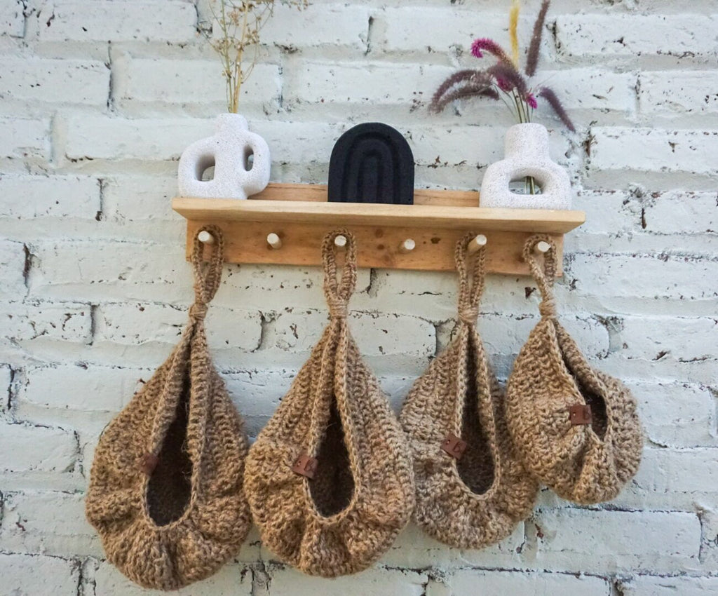 Jute Crochet Teardrop Hanging Basket – Farmhouse Kitchen Storage