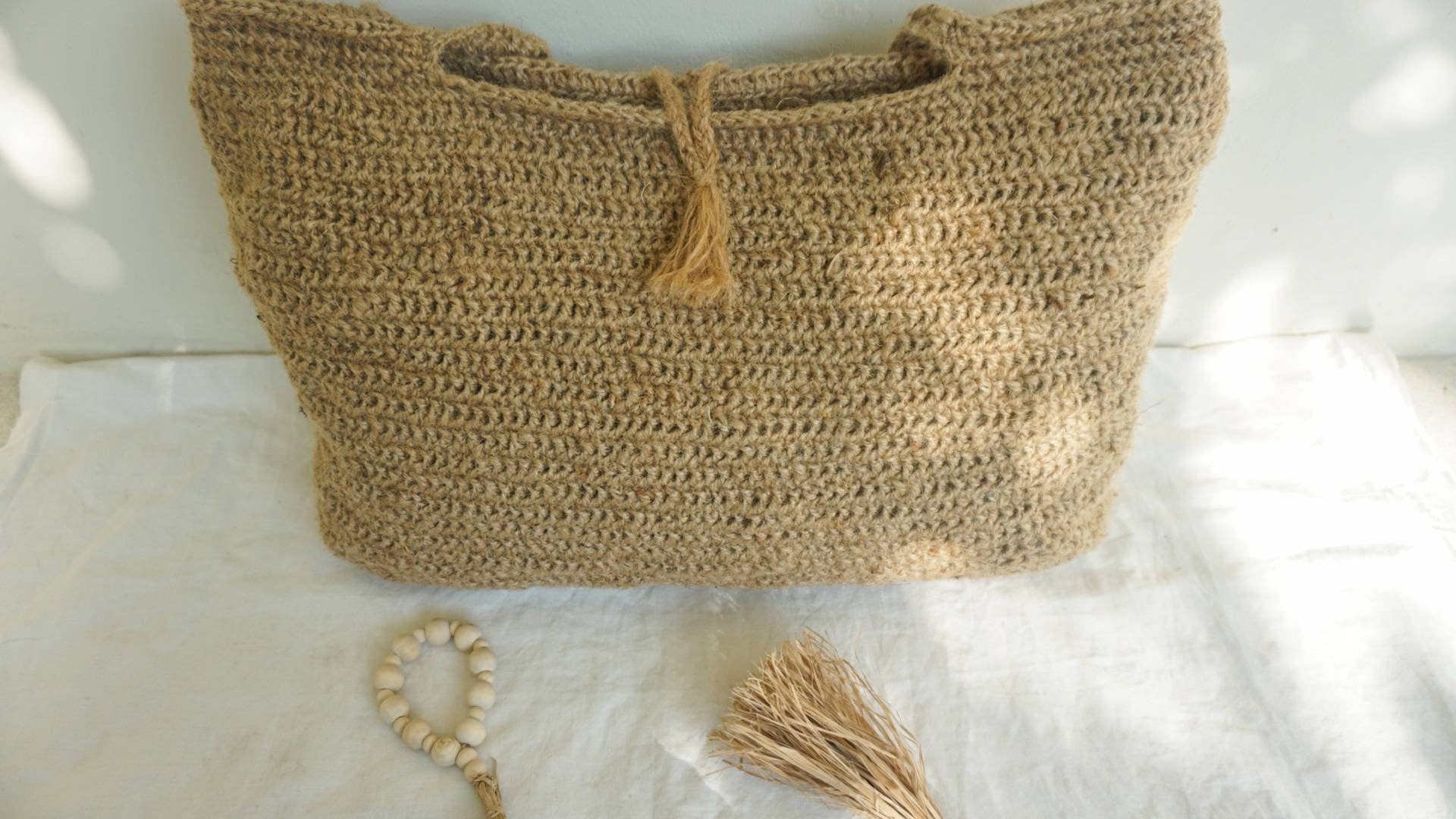 Oversized Jute Crochet Tote Bag – Handmade Large Tote
