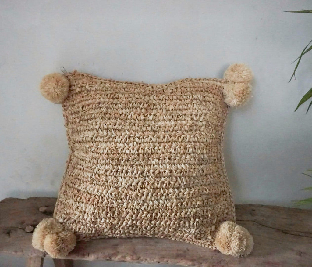 Natural Raffia Pillow Cover