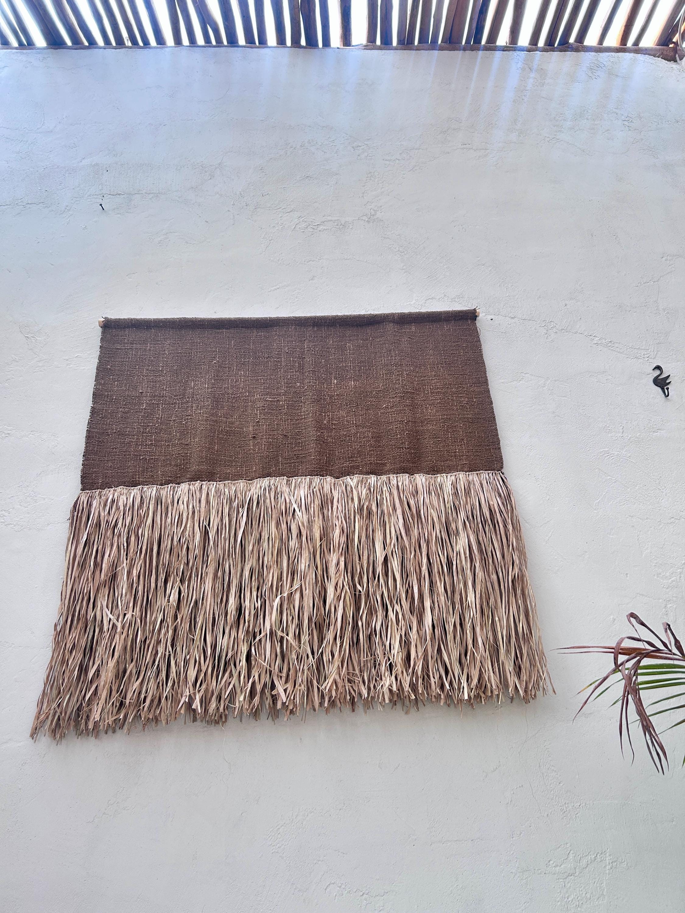 Brown Raffia Wall Hanging – Minimalist Japandi Wabi Sabi Decor