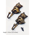 3.3 inches pairs Cat shape solid brass hook vintage look
