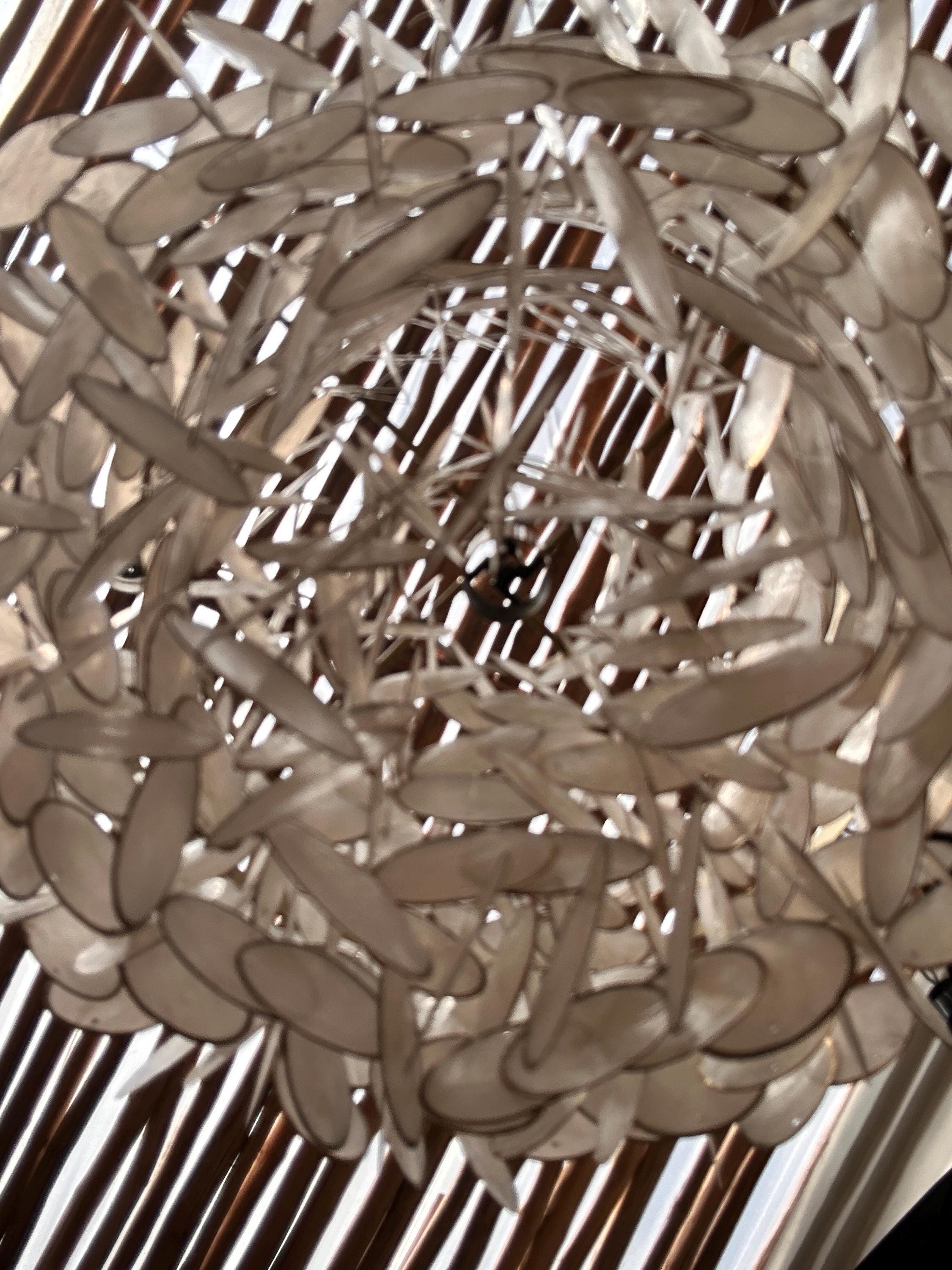 Luxurious Gold Capiz Pendant Light | Elegant Coastal Shell Chandelier | Modern Beach House Lighting | Glam Dining Room Lamp