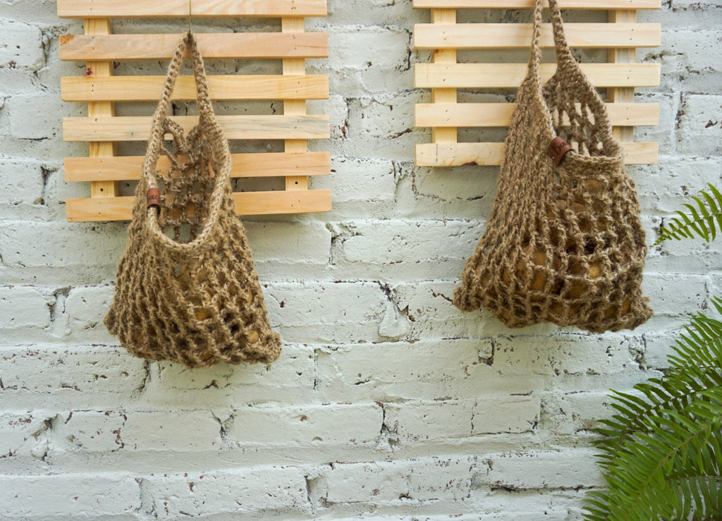 Jute fruit hanging basket for fall | vegetable jute mesh hanging basket | handmade kitchen hanging basket