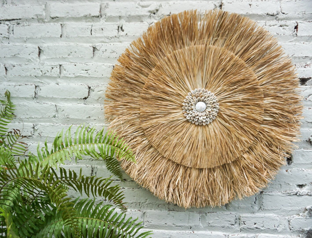 Extra large seagrass wall hanging | Seagrass nautical wall decor | boho round large seagrass shell