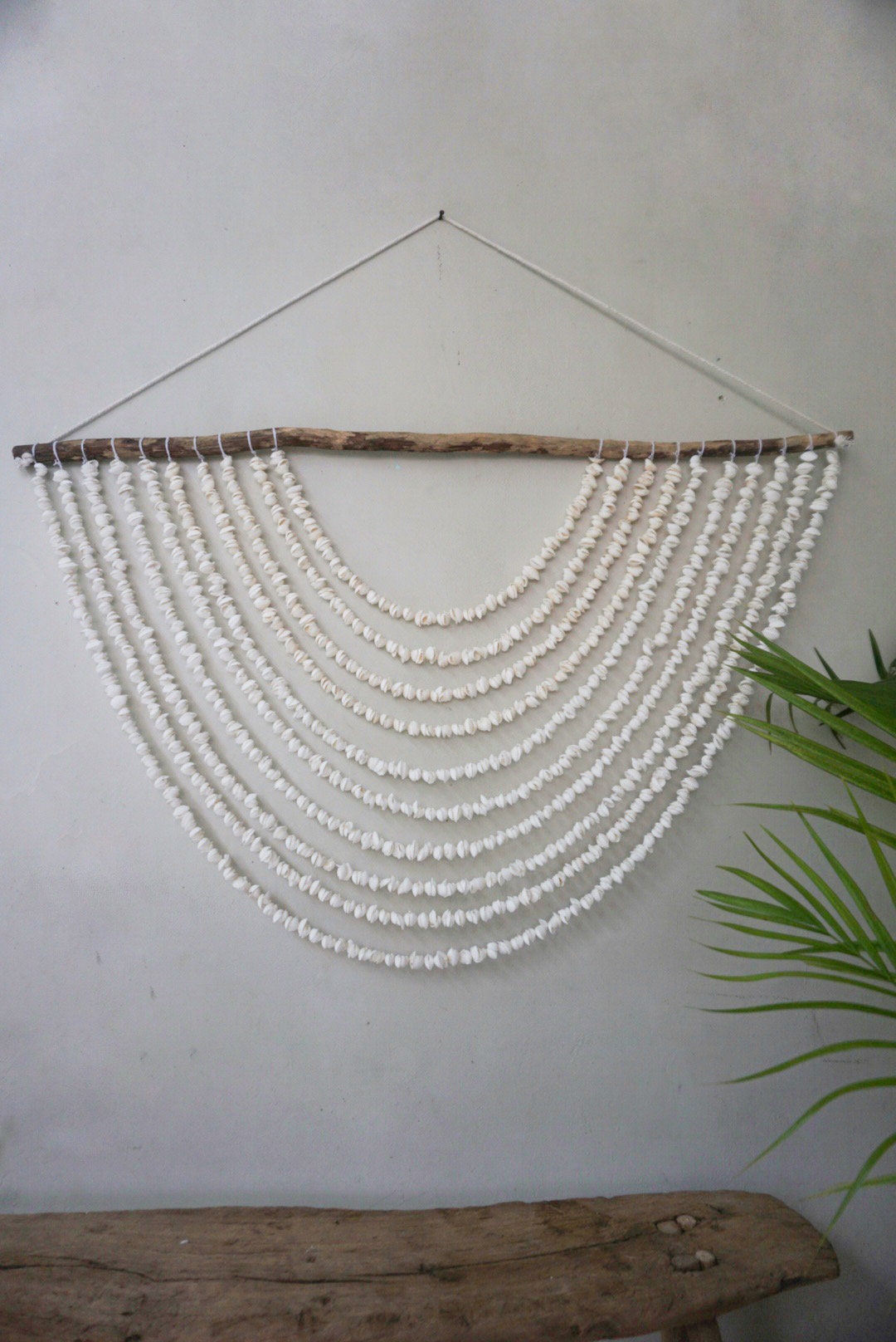 Large White Shell Wall Hanging – Boho Beach House Decor