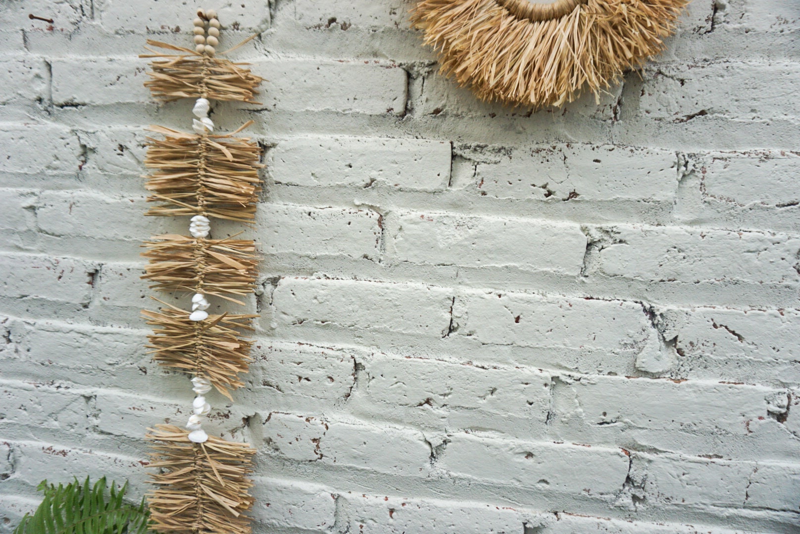 Mini Raffia & White Shell Wall Hanging – Boho Beach House Decor