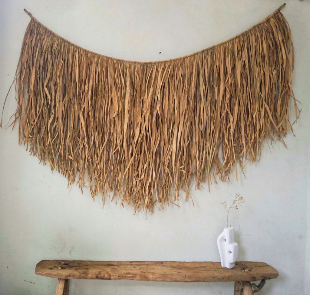Boho Minimalist Raffia Wall Hanging – Natural Seagrass Decor