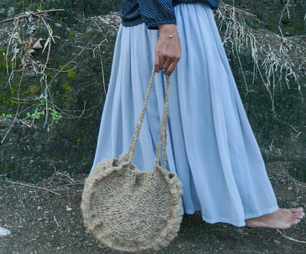 Round handwoven crochet bag |jute round tote | round jute shoulder bag