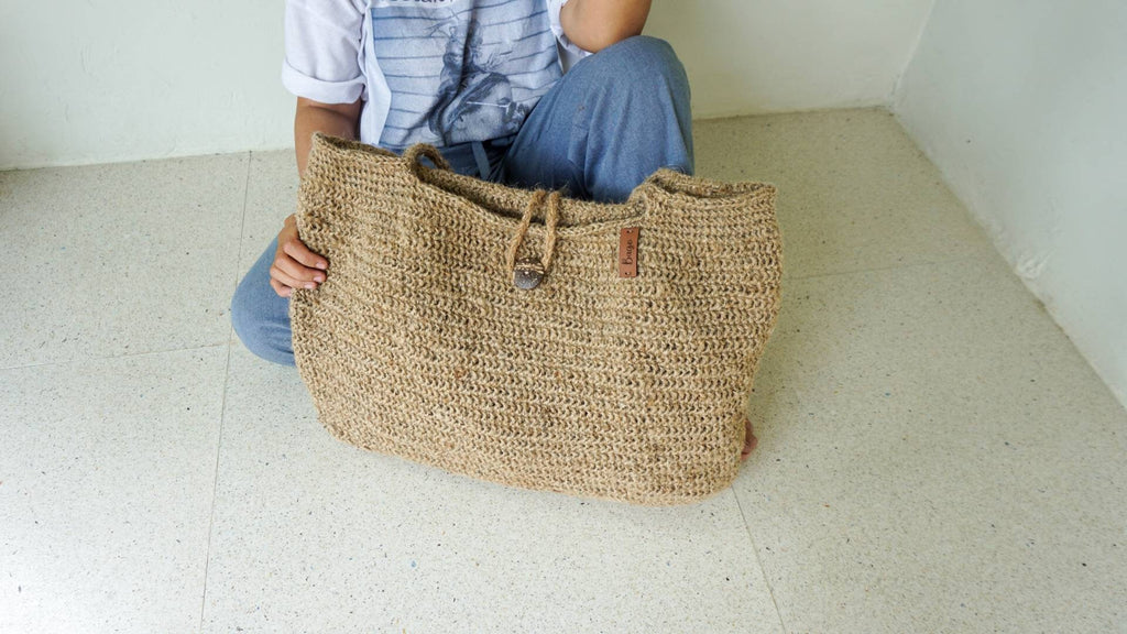 Oversized Jute Crochet Tote Bag – Handmade Large Tote