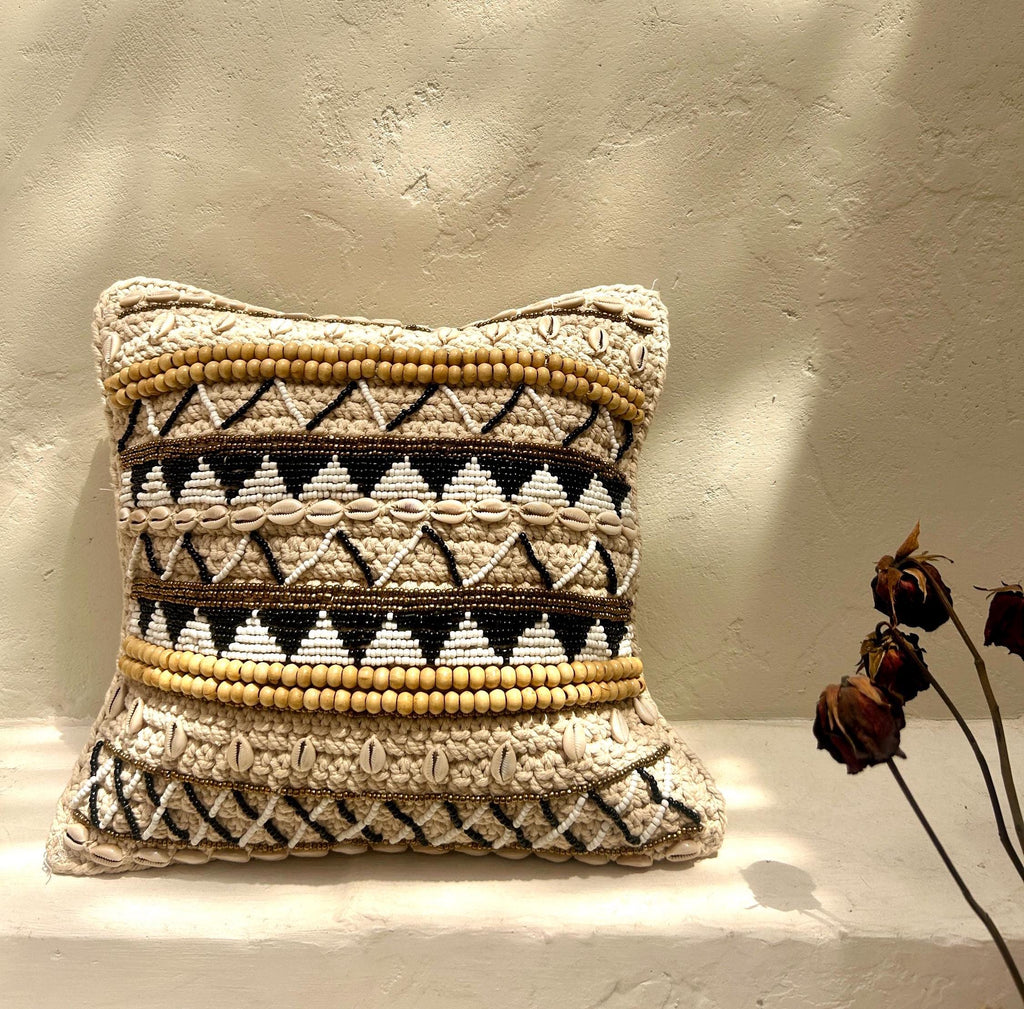 Boho Beaded Pillow Cover for Home Decor