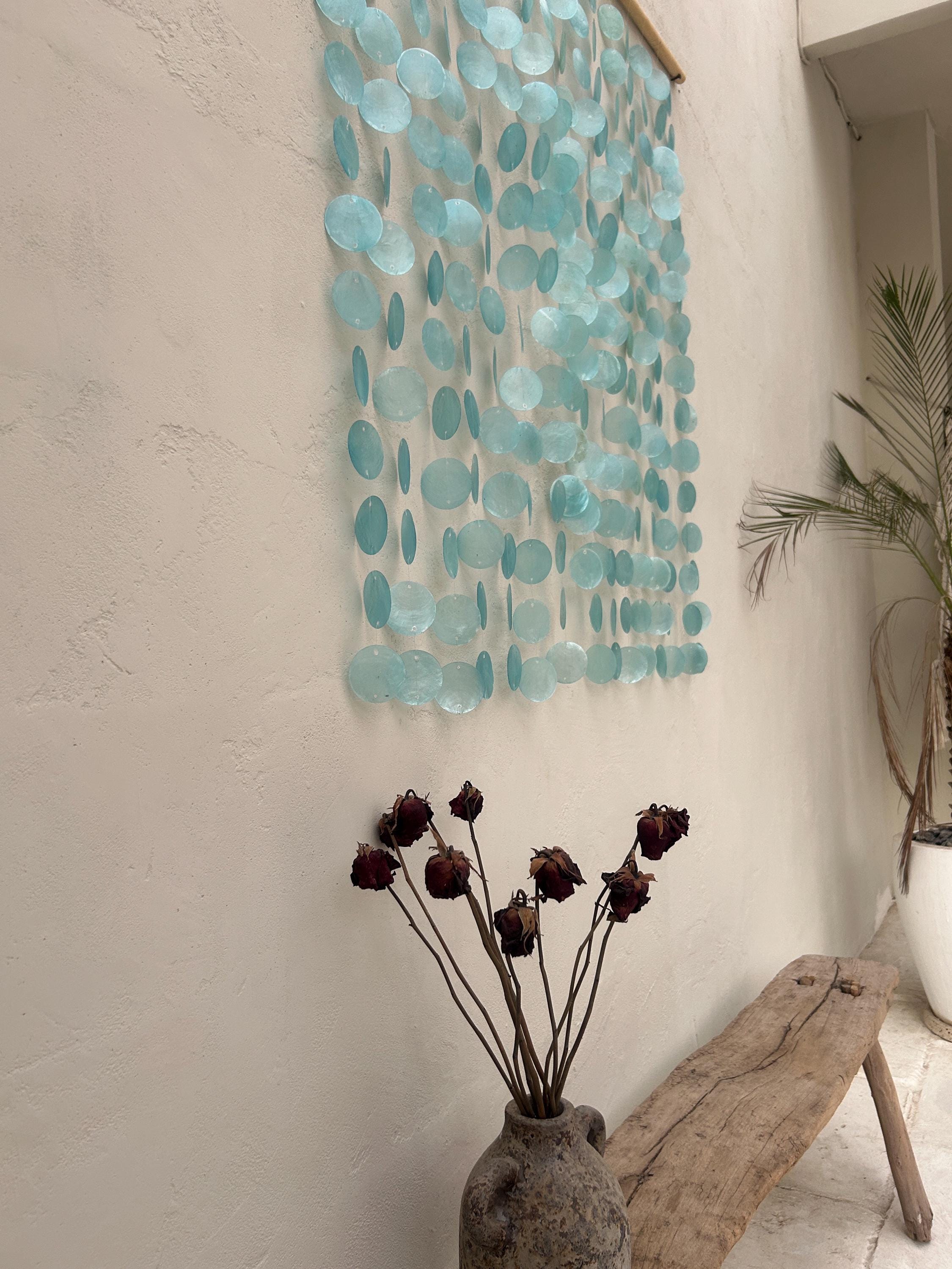 Sea Blue Capiz Shell Beach Boho Wall Hanging Decor