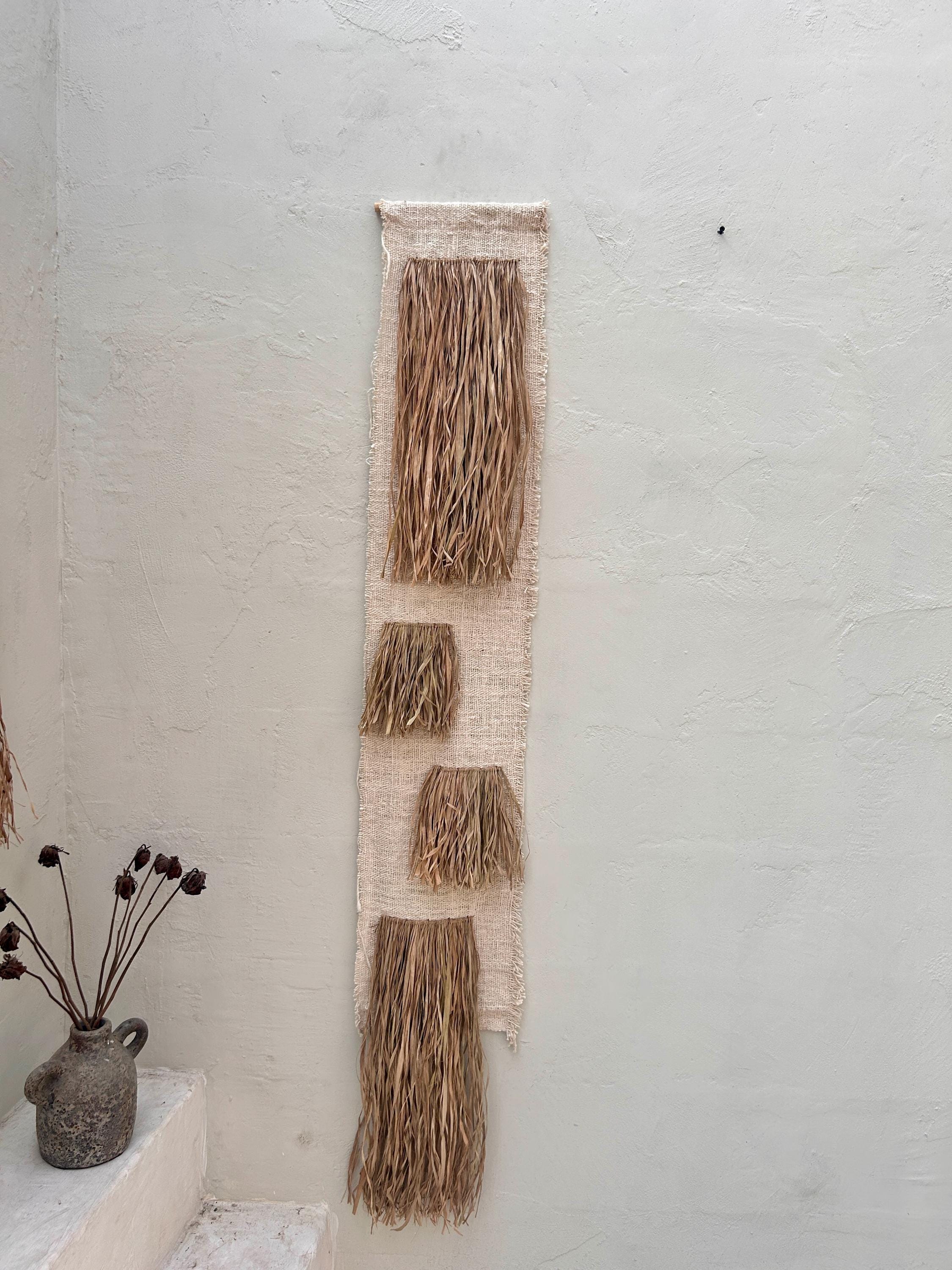 Wabi Sabi Textile Wall Art – Minimalist Natural Fiber Tapestry