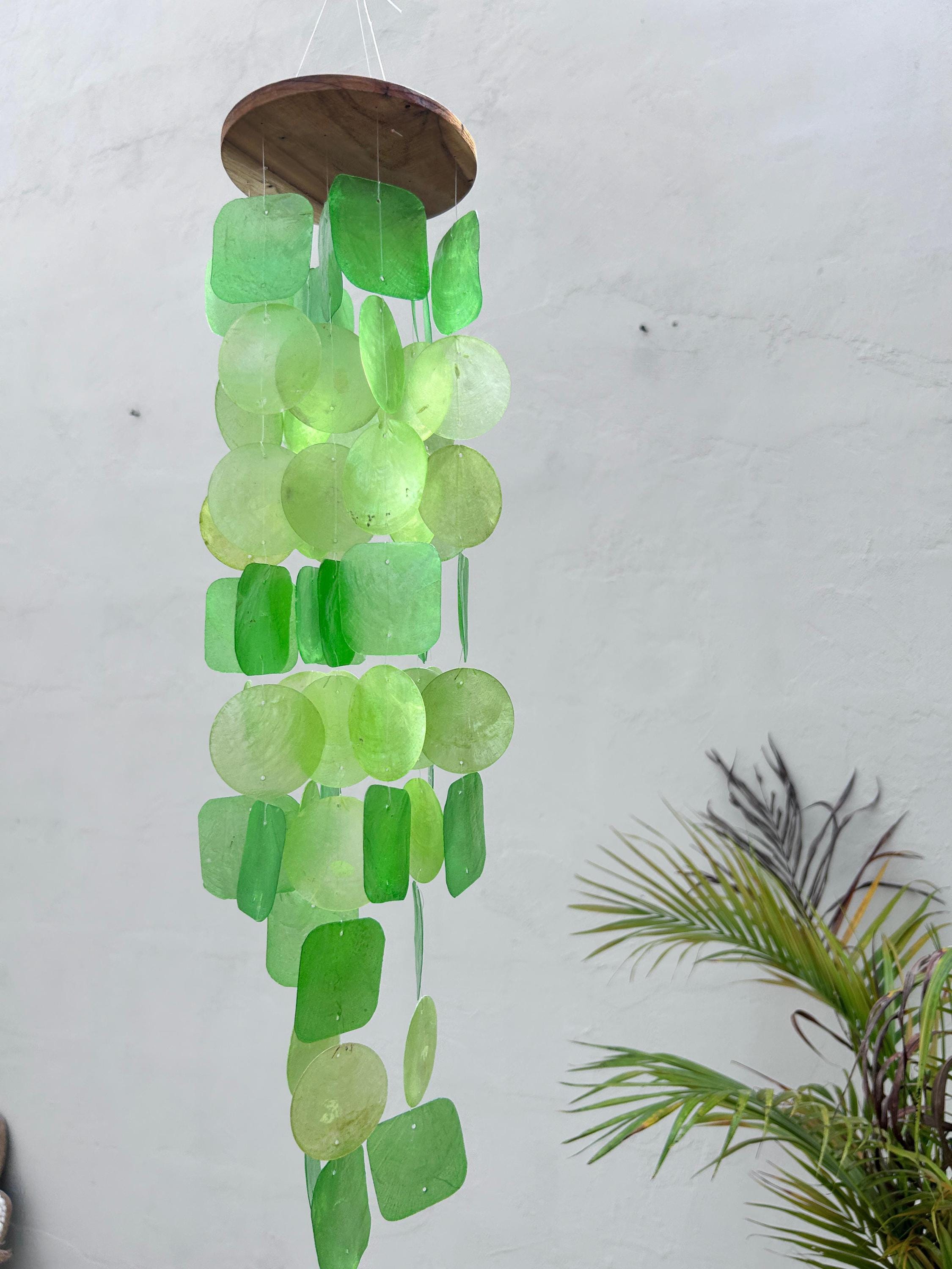 Small Green Capiz Shell Wind Chime