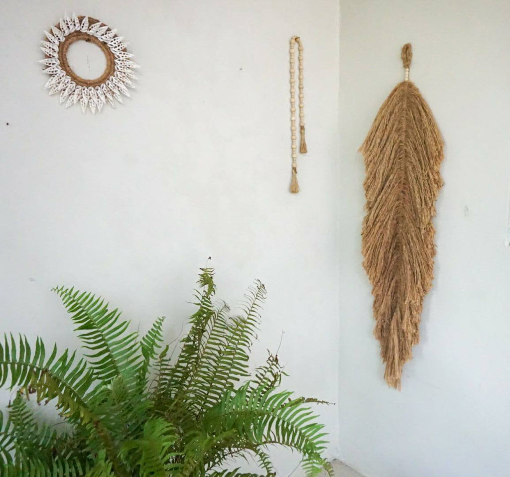 Jute boho feather macrame | boho leaf wall decor | bohemian wall hanging macrame | Giant jute feather wall hanging