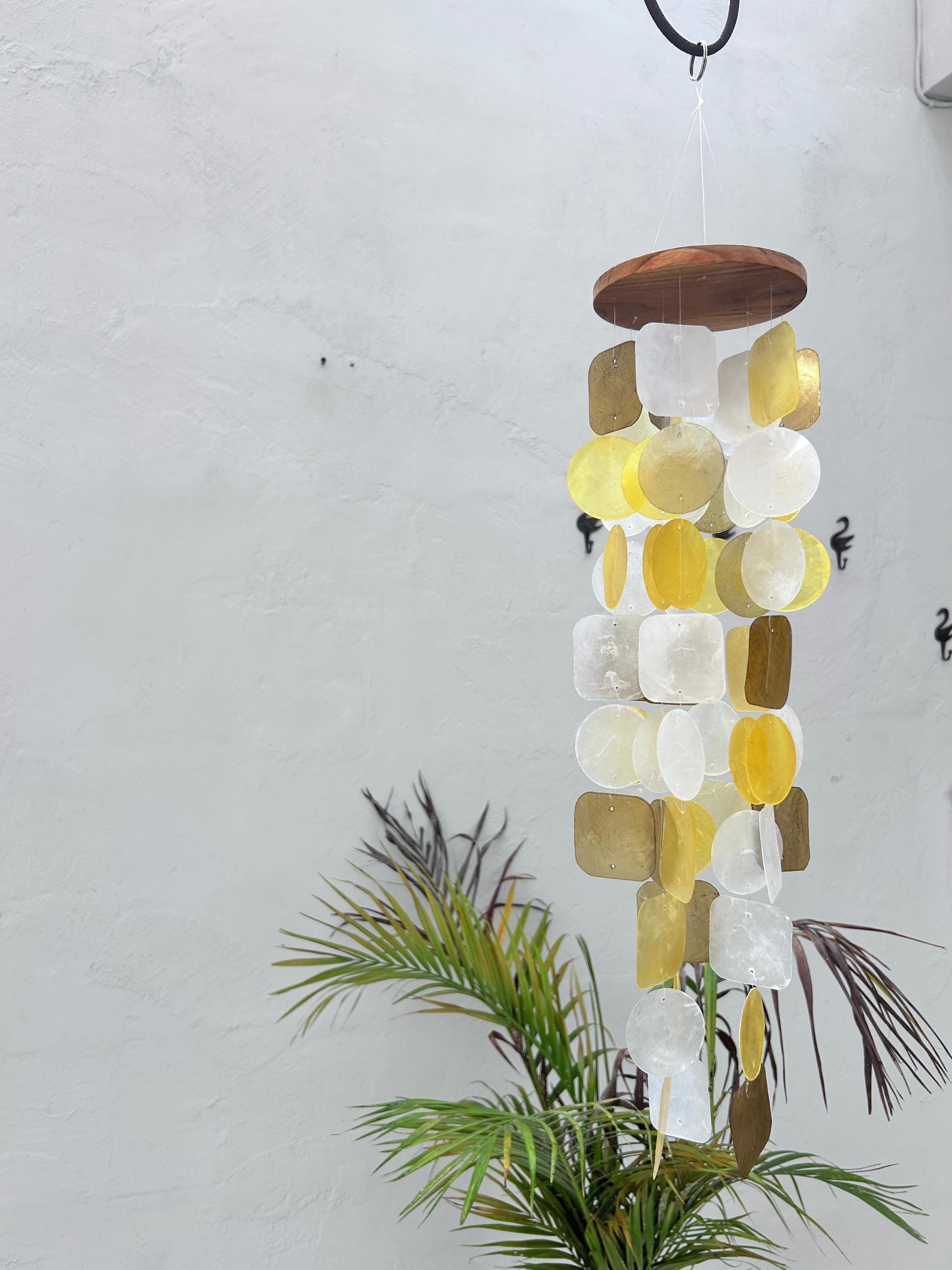 Small Capiz Shell Wind Chime – Brown & Yellow