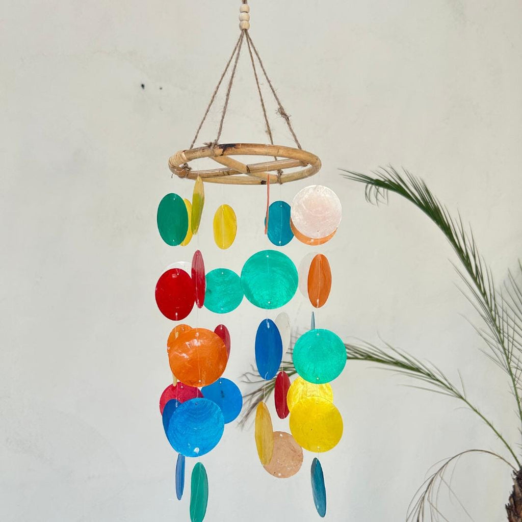 Colorful Round capiz shells wind chime