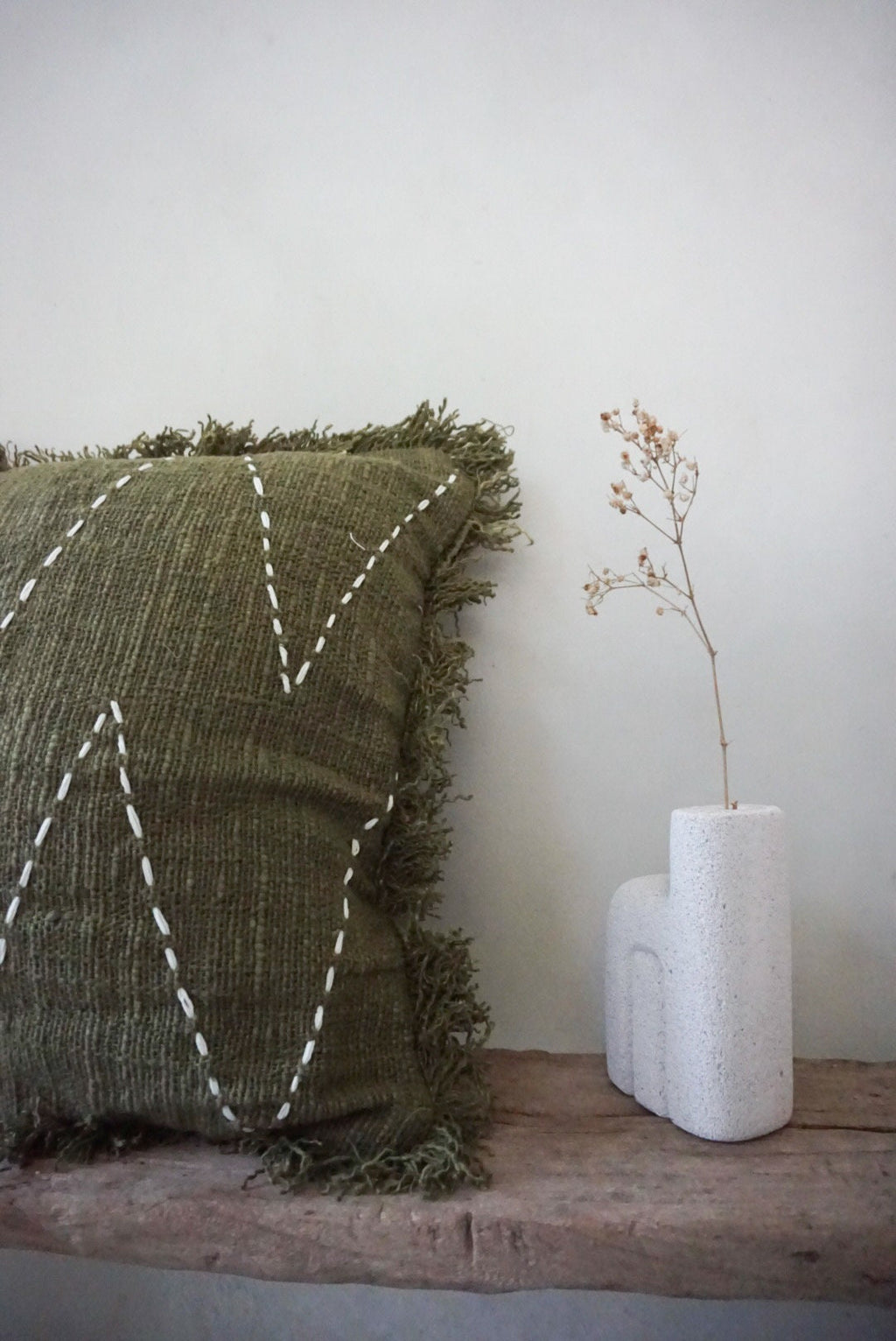 Tropical Green Hand-Stitched Boho Pillow Cover
