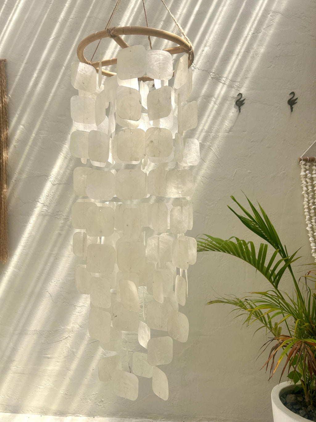 Large White Square capiz shells wind chime