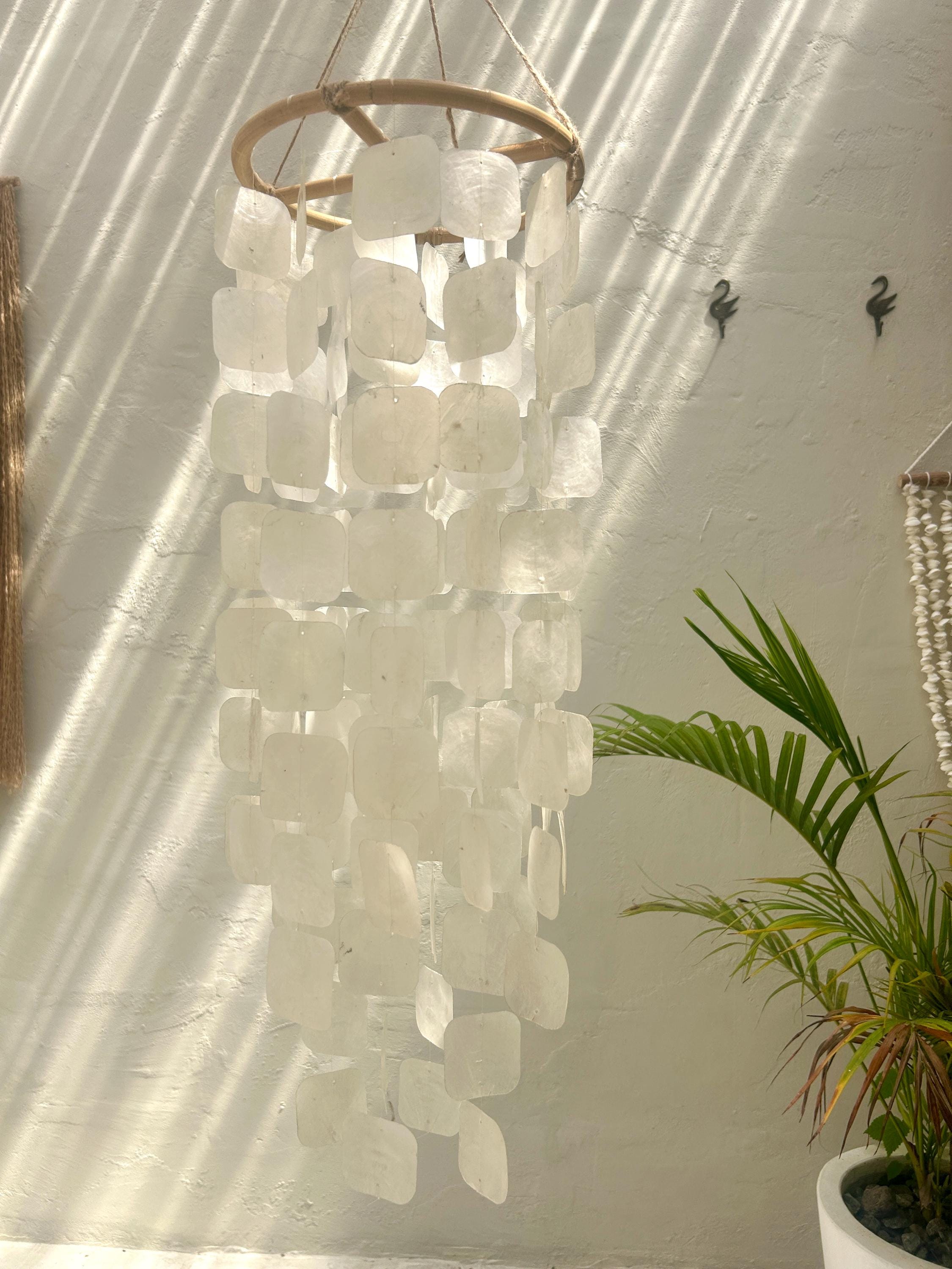 Large White Square capiz shells wind chime