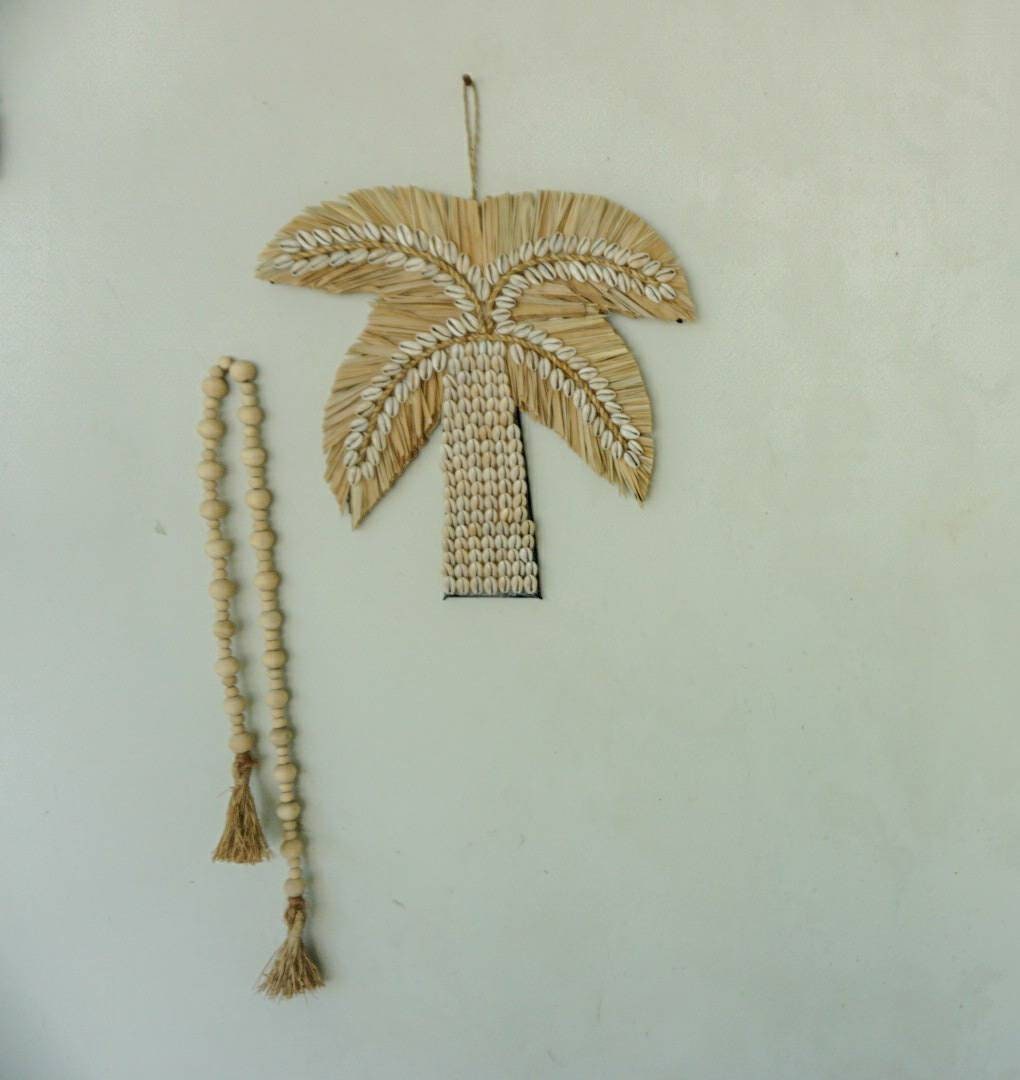 Palm shape Shells boho decor | sea shells palm tree wall hanging | shells wall art