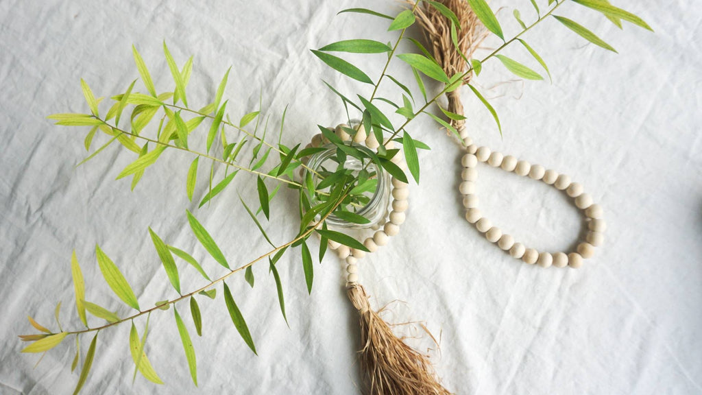 Set of 2 Wooden Bead Garlands – Farmhouse Boho Decor