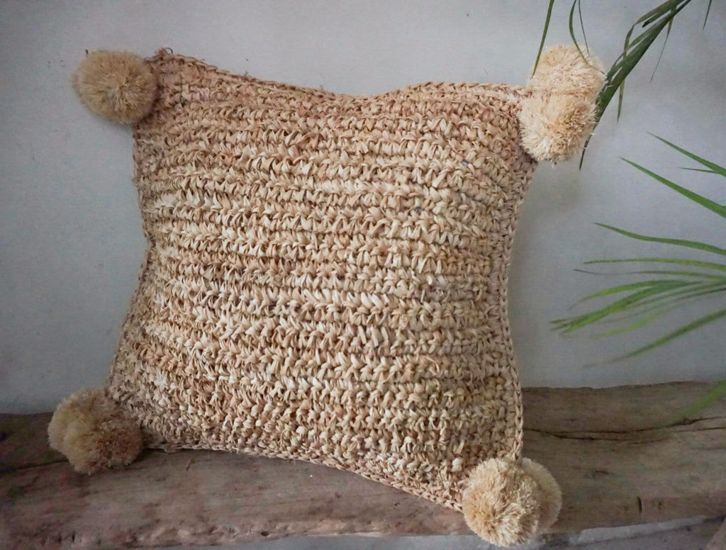 Natural Raffia Pillow Cover