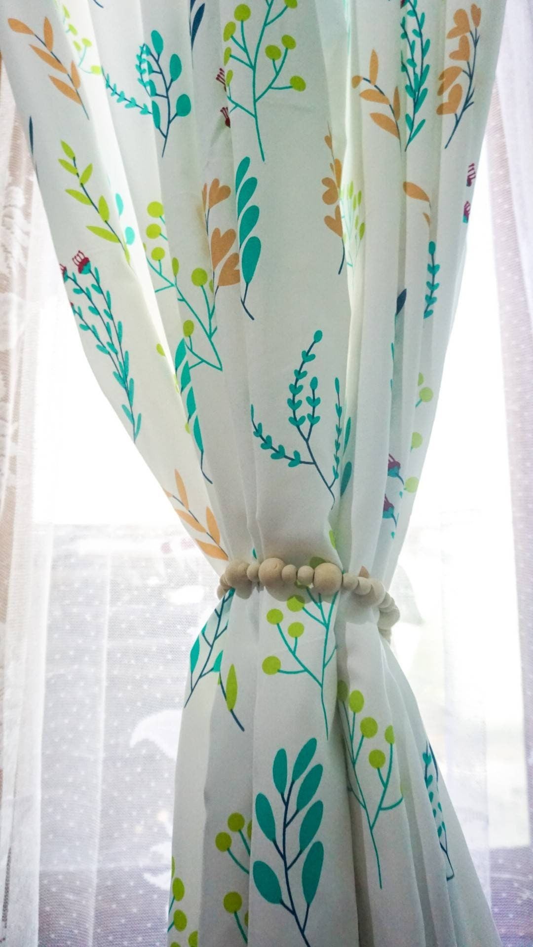 Set of 2 Beaded rustic Curtain tie back