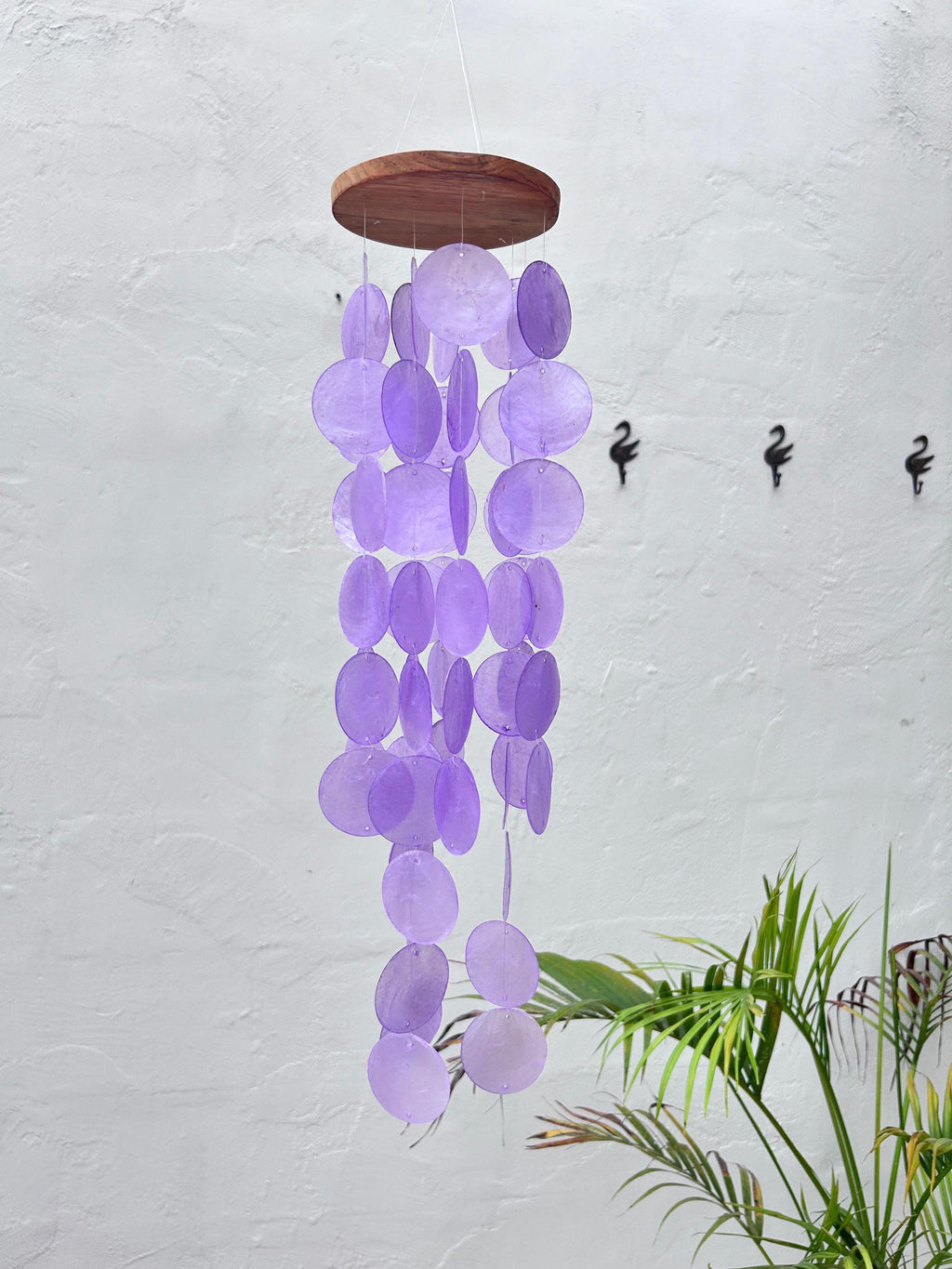 Small Purple Capiz Shell Wind Chime – Handmade Coastal Boho Decor