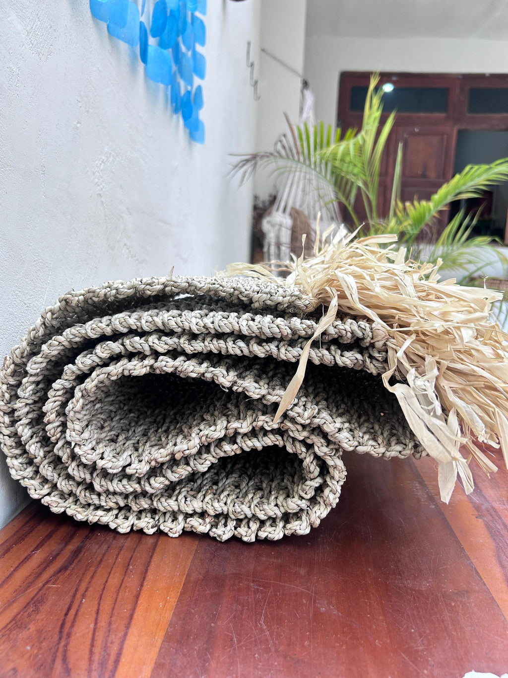 Handwoven Raffia Tablecloth – Handmade Dining Table Decor