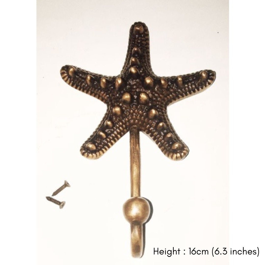 6.3 inches pairs starfish shape hook | solid brass hook | brass hook vintage look