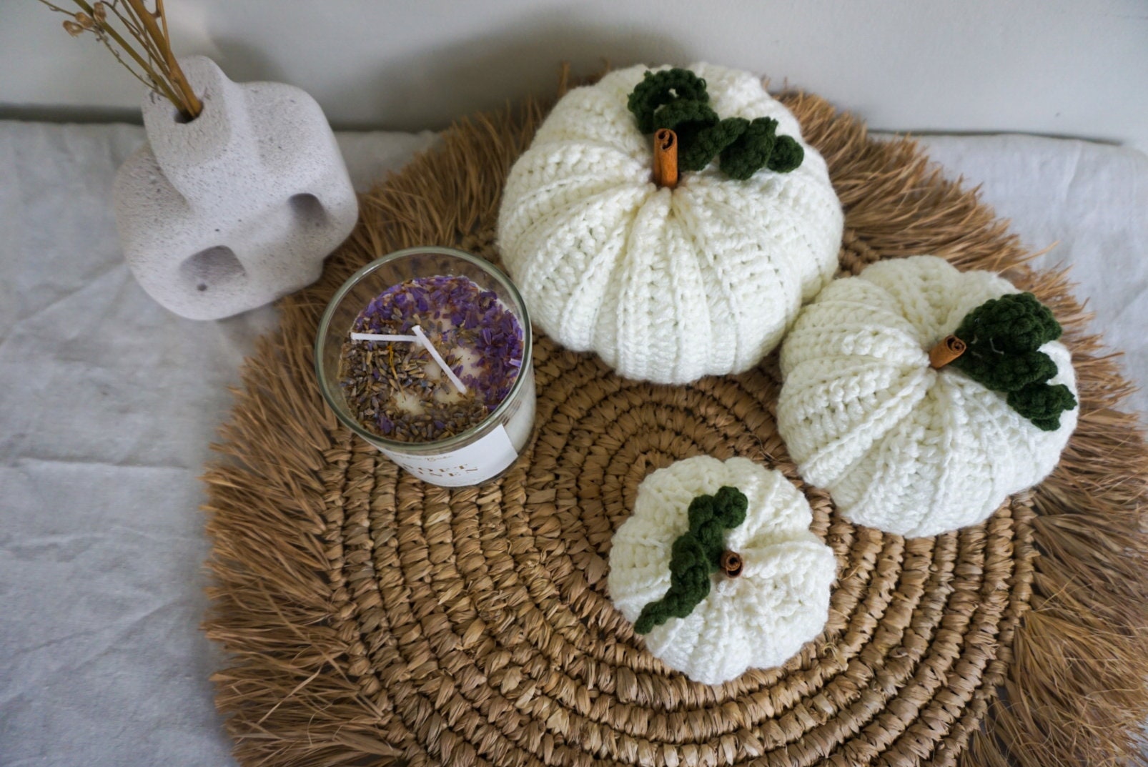 Fall crocheted white pumpkin home decor | Handmade pumpkin decor | Halloween decor crochet pumpkin | Pumpkin autumn decor | white Pumpkin