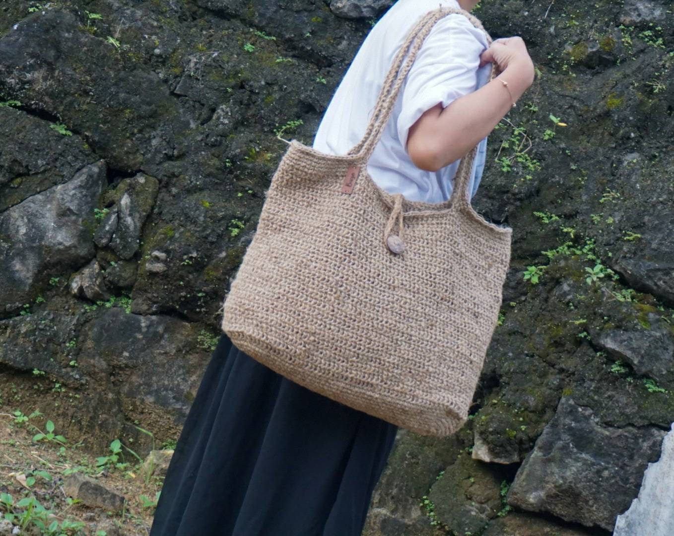 Oversized Jute Crochet Tote Bag – Handmade Large Tote
