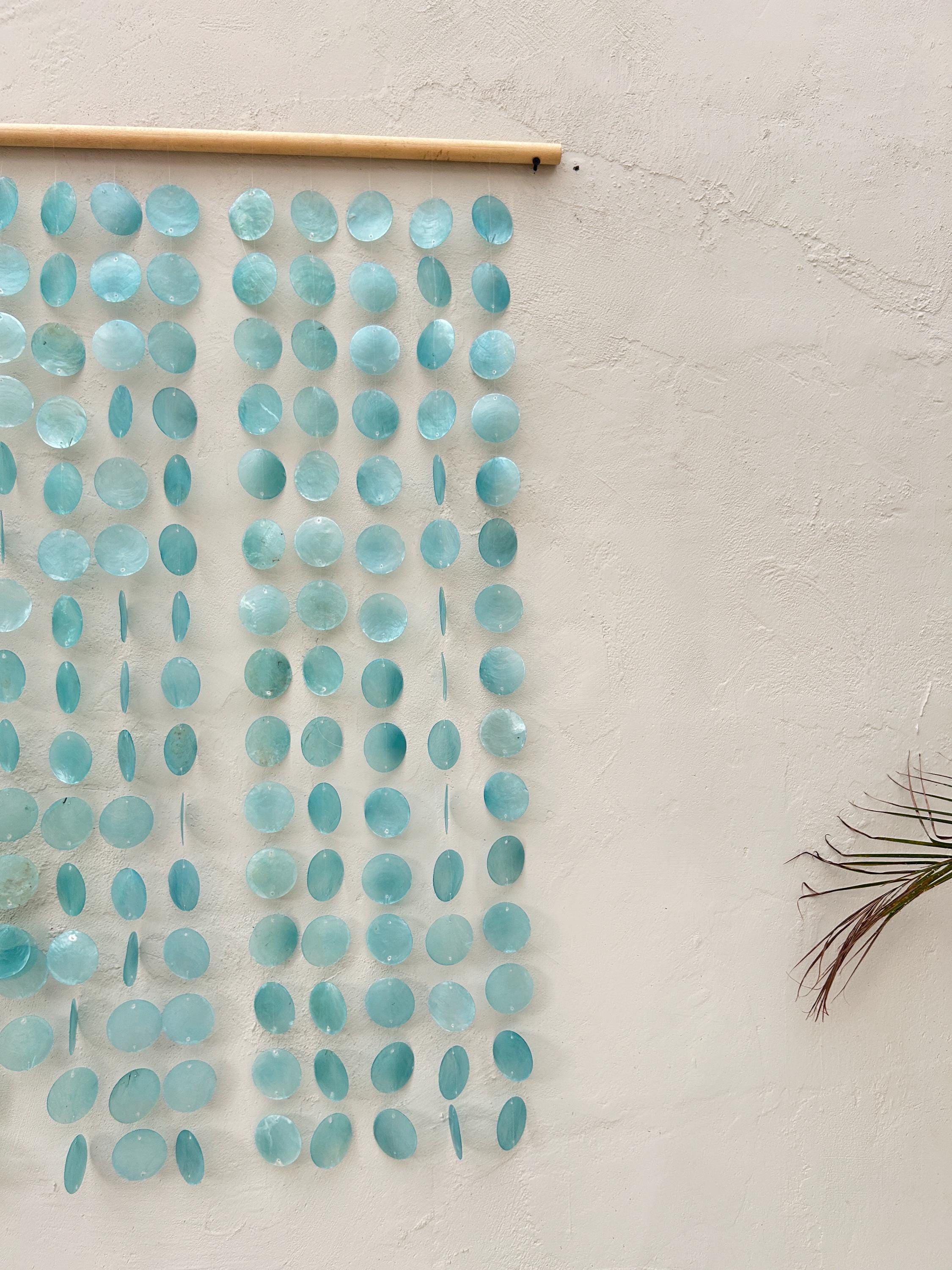 Sea Blue Capiz Shell Beach Boho Wall Hanging Decor