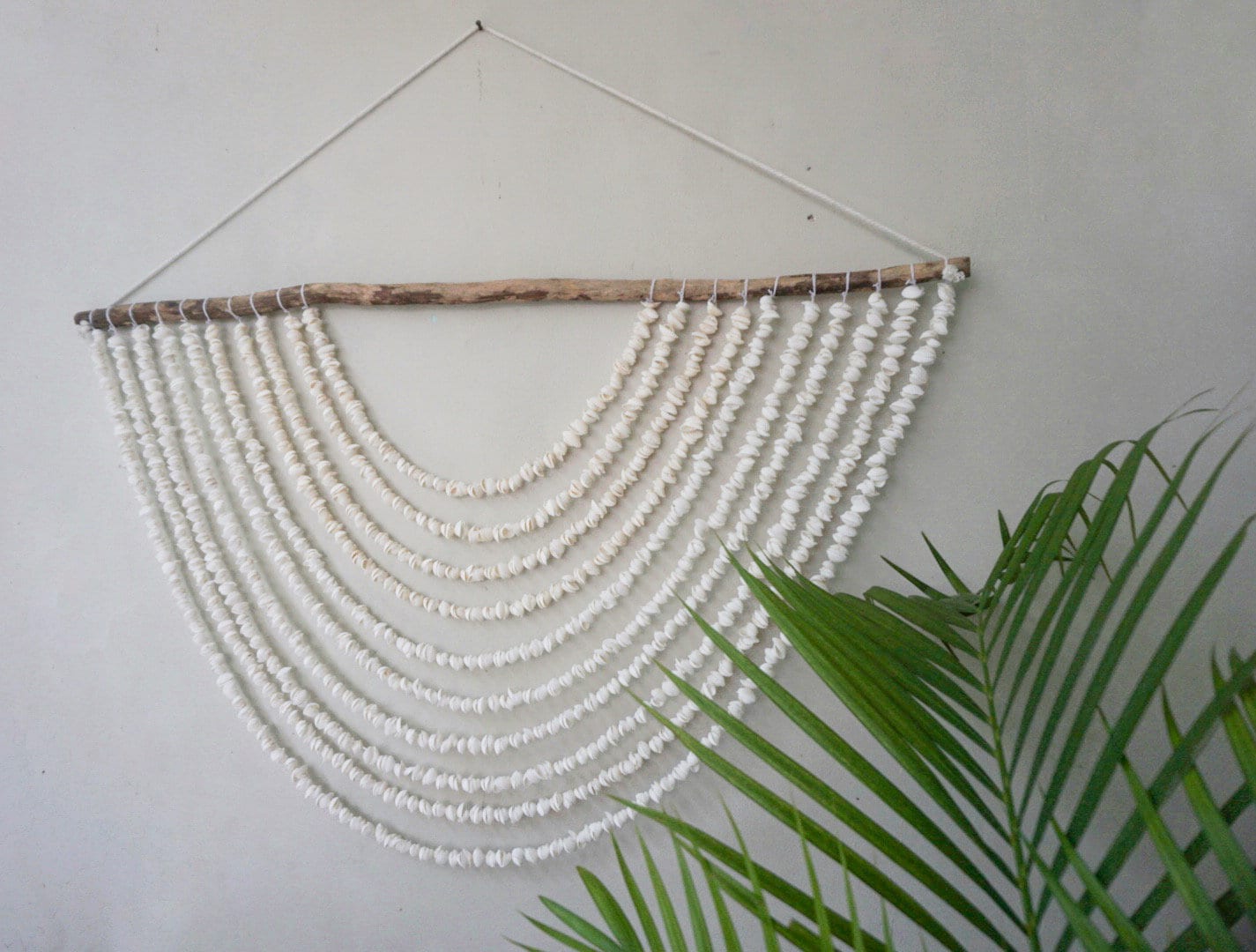 Large White Shell Wall Hanging – Boho Beach House Decor