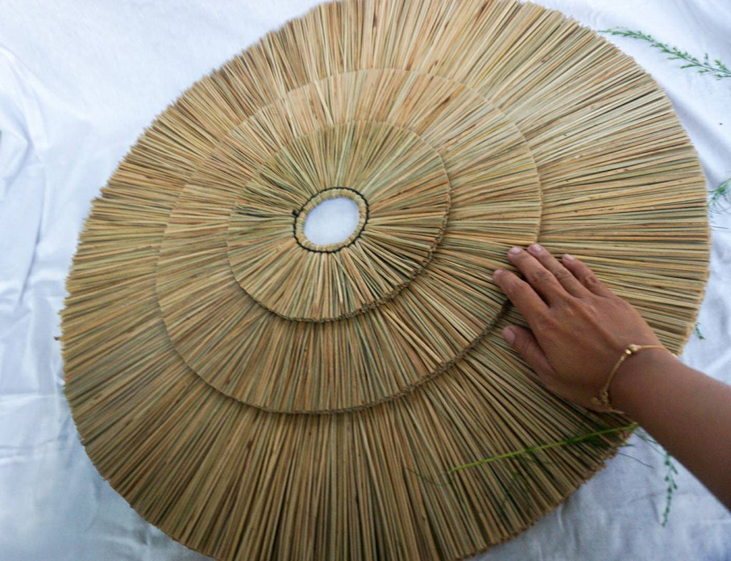 Boho Round Seagrass Wall Art – 3 Layer Tropical Decor