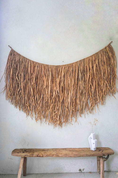 Boho Minimalist Raffia Wall Hanging – Natural Seagrass Decor