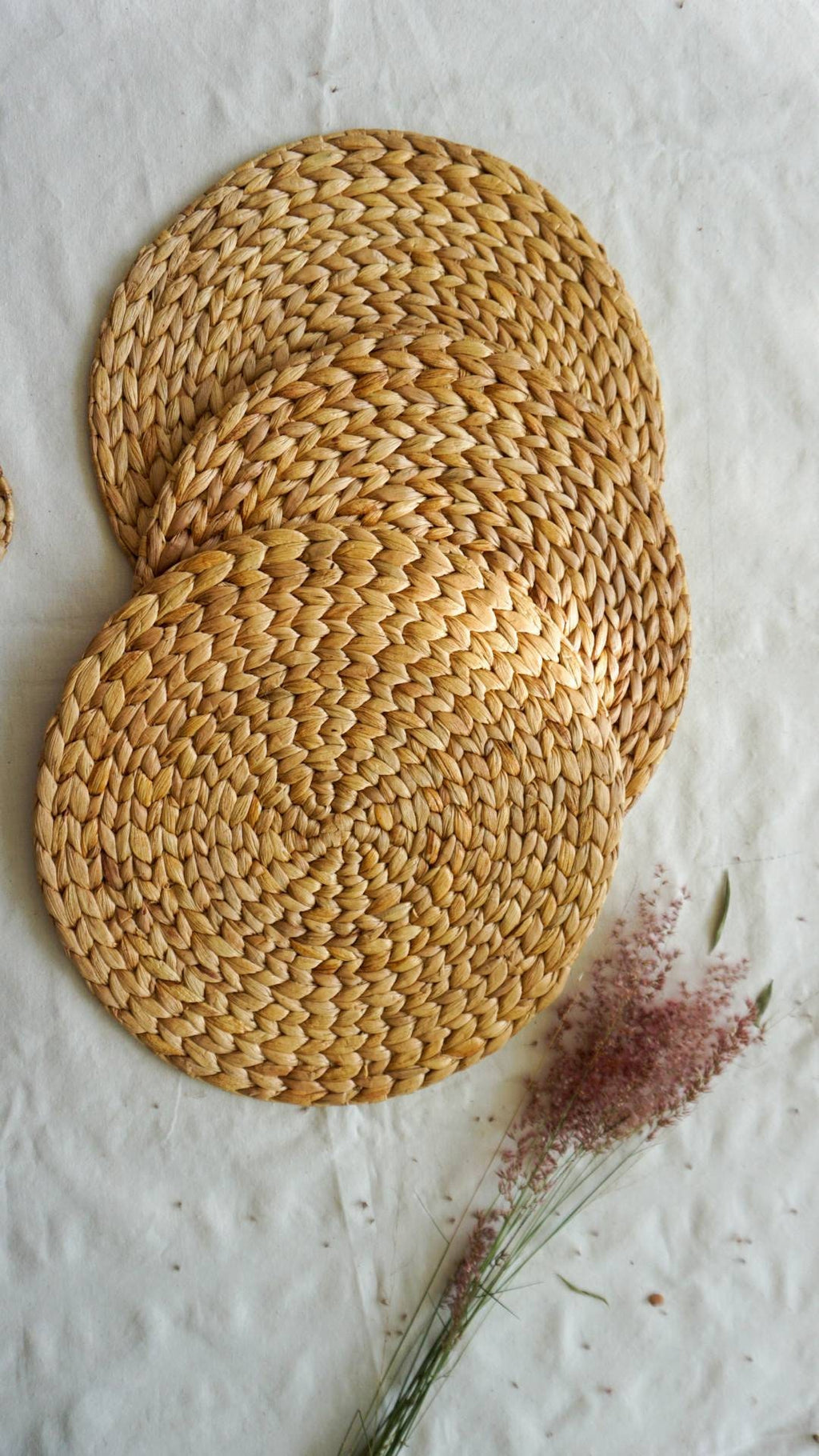 Set of 6 Water Hyacinth Woven Placemats – Boho Natural