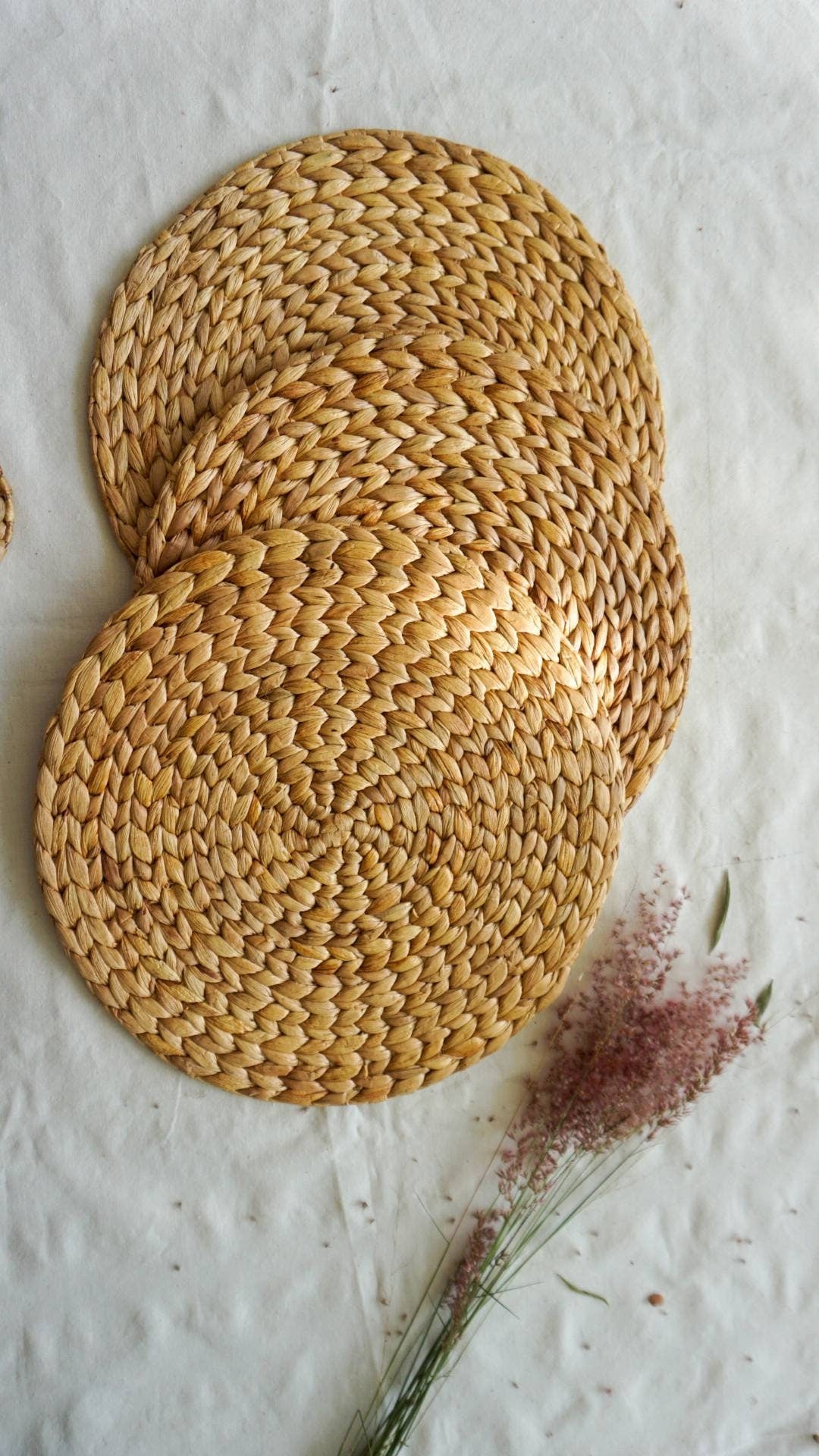 Set of 6 Water Hyacinth Woven Placemats – Boho Natural
