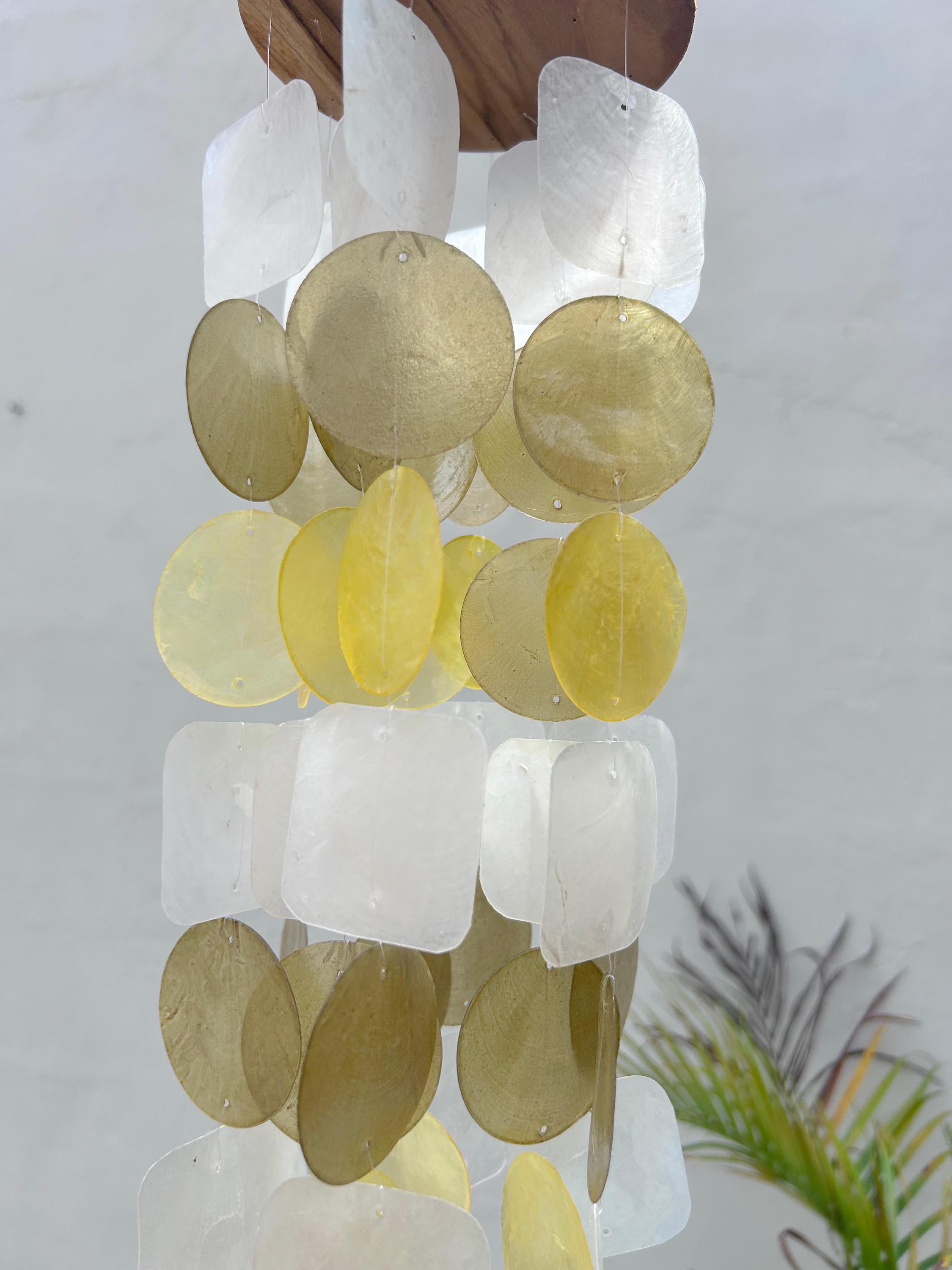 Small Capiz Shell Wind Chime – Brown & Lime
