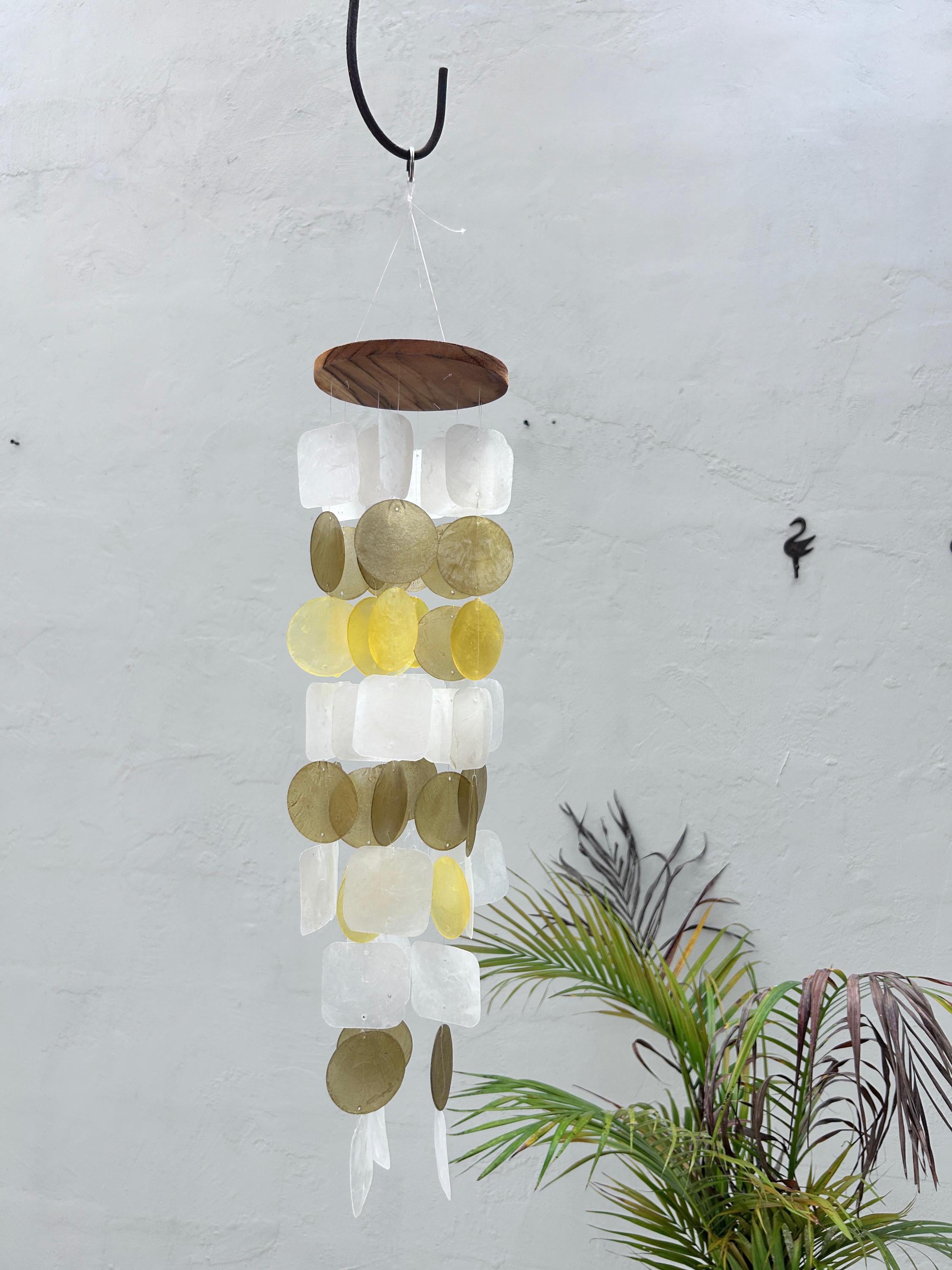 Small Capiz Shell Wind Chime – Brown & Lime