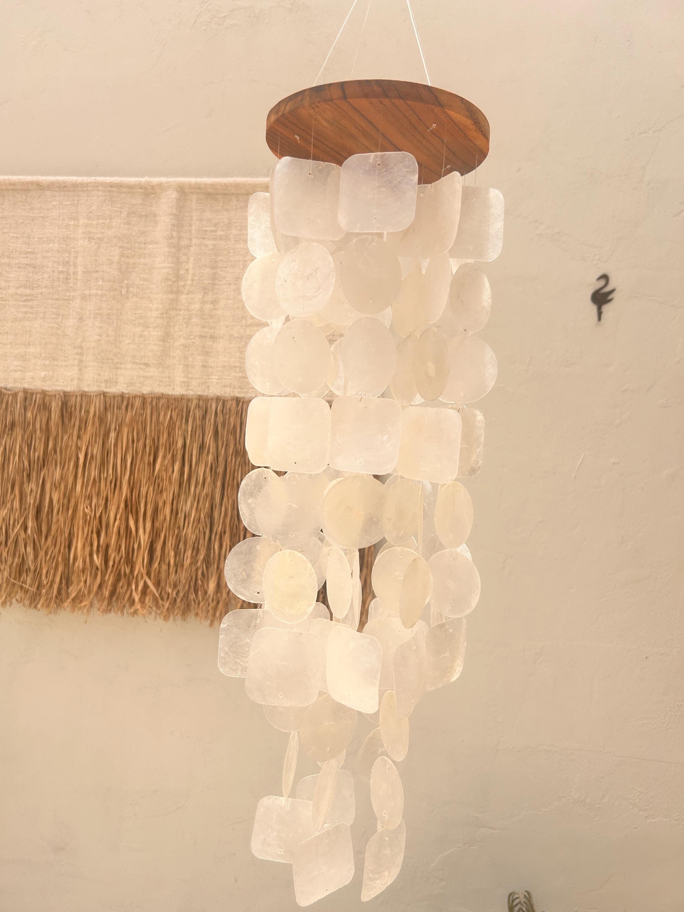 Large White Capiz Shell Wind Chime
