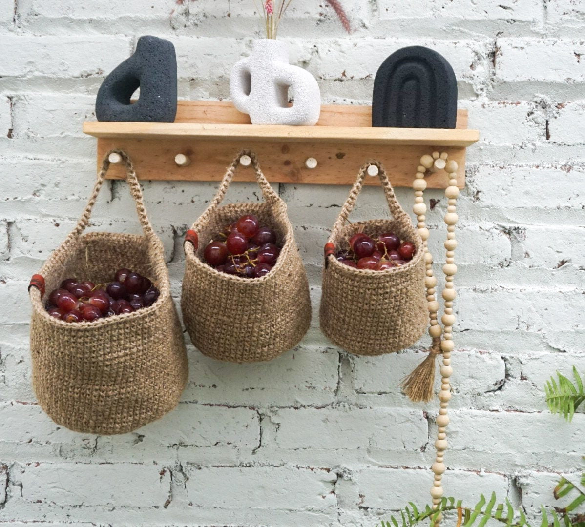 Jute Hanging Basket – Handmade Farmhouse Kitchen Storage