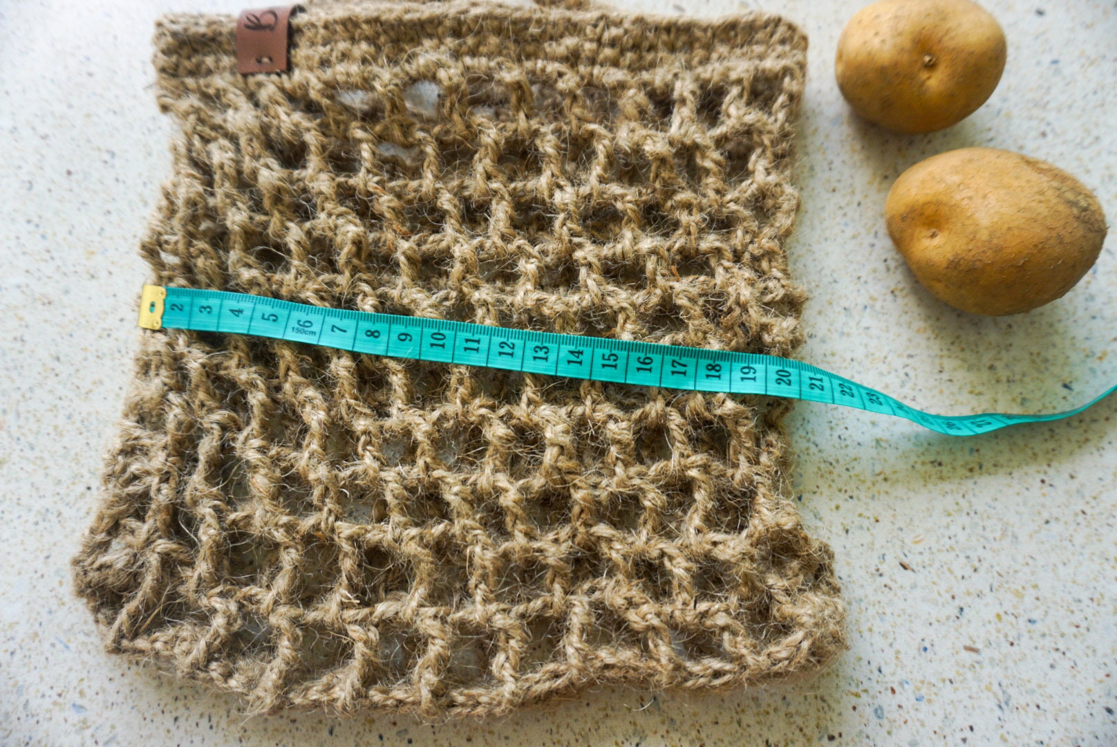 Jute fruit hanging basket for fall | vegetable jute mesh hanging basket | handmade kitchen hanging basket