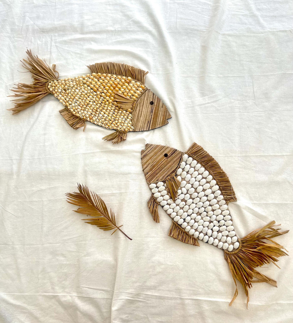 Fish-Shaped Boho Nursery Wall Decor: Sea Shell Coastal Art