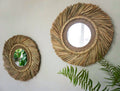 Set of 2 Coastal Charm Raffia Beach House Mirror | beach wall mirror | seagrass round mirror | boho mirror raffia wall hanging