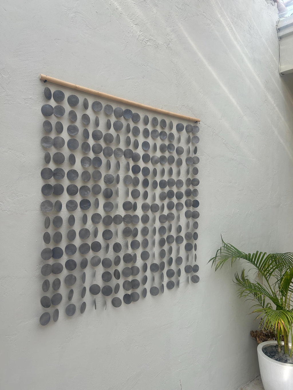 Gray Capiz Shell Beach Boho Wall Hanging