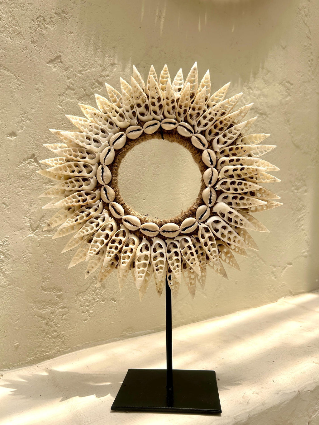 Bali art sea shells wall hanging | sea shells wreath | seaside shells wall hanging | beach house wall decor