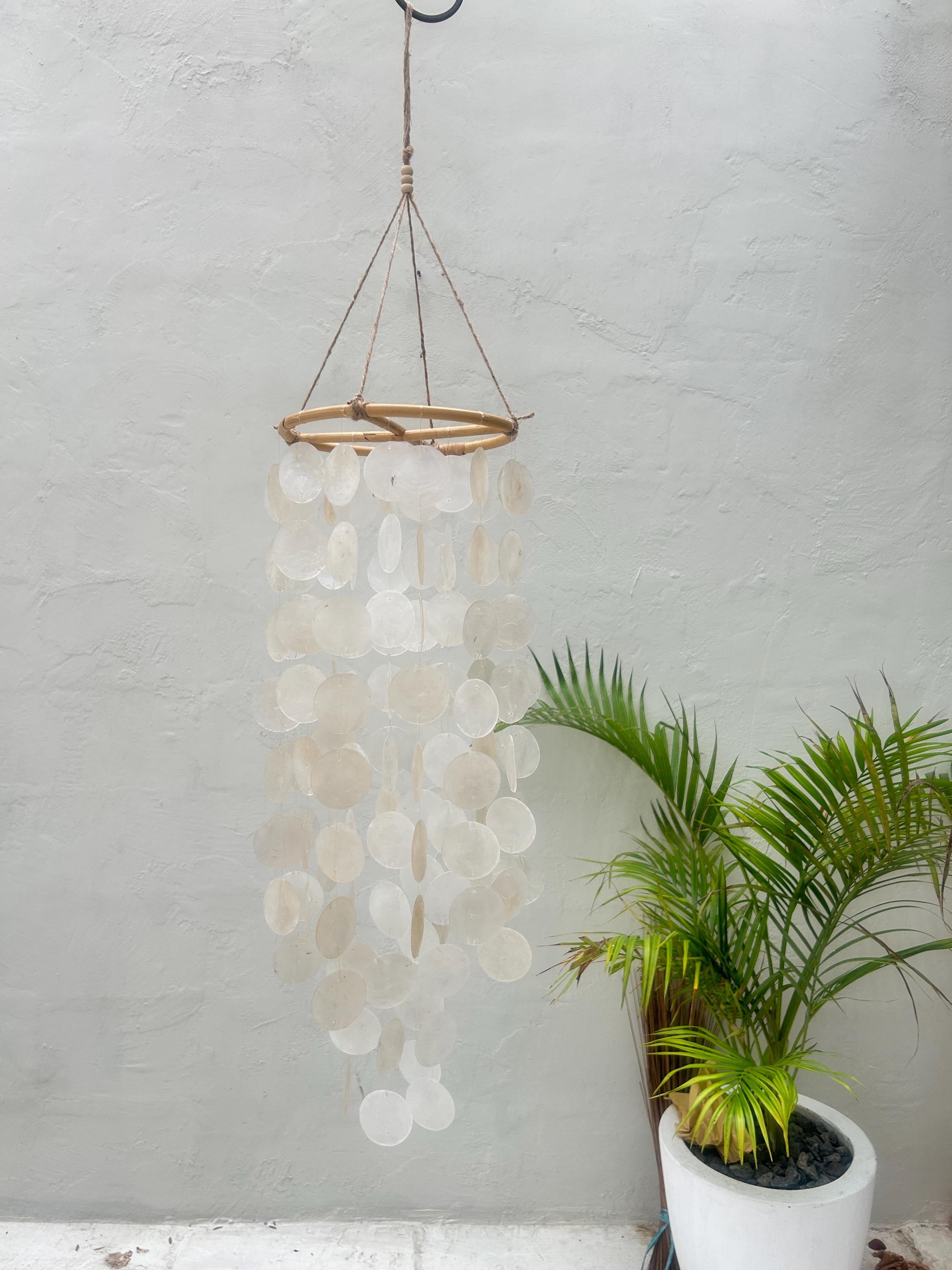 Large White Round capiz shells wind chime